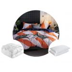 Pachet 1 Lenjerie de pat A50.482 microfibra imprimata + 1 pilota 200x220 + 2 perne 50x70
