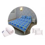 Pachet 1 Lenjerie de pat Ultrasleep XXL, bumbac 100%, albastru + 1 pilota 200x220 + 2 perne 50x70