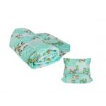 Pachet 1 Pilota matlasata Ultrasleep Green Flowers, 200x220 cm + 2 Perne microfibra Ultrasleep Green Flowers, 50x70 cm