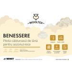 Pilota calduroasa de iarna matlasata Wooltex Benessere Somnart, 200x220 cm, umplutura lana, 600 g/m², tesatura 100% bumbac