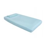 Lenjerie patut bebe, SomnART, cearceaf pat 60x120x10 cu elastic, cearceaf pilota 80x110, perna joasa 20x35, Bleu