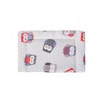Lenjerie patut bebe, SomnART, cearceaf pat 60x120x10 cu elastic, cearceaf pilota 80x110, perna joasa 20x35, Bufnite Mici