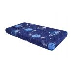 Lenjerie patut bebe, SomnART, cearceaf pat 60x120x10 cu elastic, cearceaf pilota 80x110, perna joasa 20x35, Comete Cosmos