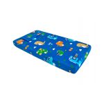 Lenjerie patut bebe, SomnART, cearceaf pat 60x120x10 cu elastic, cearceaf pilota 80x110, perna joasa 20x35, Dinozauri