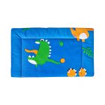 Lenjerie patut bebe, SomnART, cearceaf pat 60x120x10 cu elastic, cearceaf pilota 80x110, perna joasa 20x35, Dinozauri