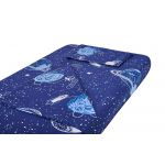 Lenjerie patut bebe, SomnART, cearceaf pat 60x120x10 cu elastic, cearceaf pilota 80x110, perna joasa 20x35, Comete Cosmos