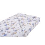 Lenjerie patut bebe, SomnART, cearceaf pat 60x120x10 cu elastic, cearceaf pilota 80x110, perna joasa 20x35, Ursuleti