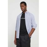 Armani Exchange camasa din bumbac barbati, culoarea albastru marin, cu guler clasic, regular