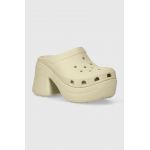 Crocs papuci Siren Clog femei, culoarea bej, cu platforma, 208547