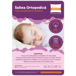 Saltea cu spumă poliuretanică Somnart Ortopedică 60x120, înălțime 10 cm, pentru bebeluși și copii, husă impermeabilă, fermitate medie, model cosmos