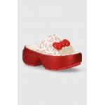 Crocs papuci Hello Kitty Stomp Slide femei, culoarea alb, cu platforma, 209815