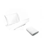 Pachet 1 Lenjerie de pat alba pentru o persoana, Bumbac Damasc 100%, 3 piese + 1 Set 2 prosoape pentru fata, 50x90 cm, alb, bumbac