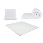Topper Aloe Vera, fermoar, rolat 140x190x5 cm + Pilota 180x200cm, 250gsm + 2 perne albe matlasate 50x70cm