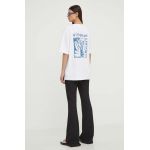 Samsoe Samsoe tricou din bumbac culoarea alb, cu imprimeu