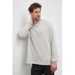 American Vintage longsleeve din bumbac culoarea gri, melanj