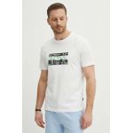 BOSS Orange tricou din bumbac bărbați, culoarea alb, cu imprimeu 50515829