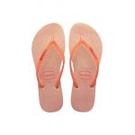 Havaianas slapi SLIM GLITTER IRIDESCENT femei, culoarea portocaliu, cu toc plat, 4148922.5567