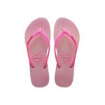 Havaianas slapi SLIM GLITTER IRIDESCENT femei, culoarea roz, cu toc plat, 4148922.1749