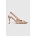 Custommade pantofi cu toc Ayanna Satin Pearl culoarea maro, 000402096
