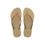 Havaianas slapi SLIM GLITTER II femei, culoarea auriu, cu toc plat, 4146975.9177