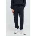 Herschel pantaloni de trening din bumbac culoarea negru, neted