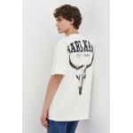 Karl Kani tricou din bumbac barbati, culoarea bej, cu imprimeu
