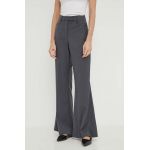 Remain pantaloni din lana culoarea gri, evazati, high waist