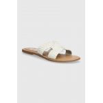 Answear Lab slapi de piele femei, culoarea alb