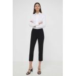 Theory pantaloni femei, culoarea negru, mulata, high waist