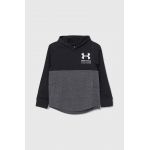 Under Armour bluza copii Boys Rival Terry culoarea negru, cu glugă, modelator
