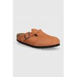 Birkenstock papuci din piele Boston femei, culoarea portocaliu, 1027118