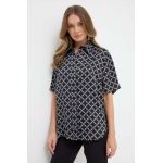 MICHAEL Michael Kors camasa femei, culoarea negru, cu guler clasic, relaxed