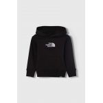 The North Face hanorac de bumbac pentru copii DREW PEAK LIGHT P/O HOODIE culoarea negru, cu glugă, cu imprimeu