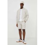 BOSS pantaloni scurți din in culoarea bej 50514656