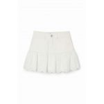 Desigual fusta denim pentru copii culoarea alb, mini, evazati