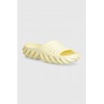 Crocs papuci Echo Slide femei, culoarea galben, cu platforma, 208170