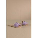Manebi papuci din piele Hamptons Sandals With Knot femei, culoarea violet, W 1.3 JK