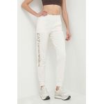 EA7 Emporio Armani pantaloni de trening culoarea bej, cu imprimeu