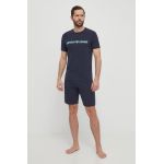 Emporio Armani Underwear pijama barbati, culoarea albastru marin, cu imprimeu, 111573 4R516