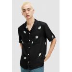 AllSaints camasa DAISICAL SS SHIRT barbati, culoarea negru, relaxed, MS548Z