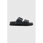AllSaints slapi de piele Sian femei, culoarea negru, WF520Y