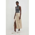 Answear Lab fusta jeans culoarea bej, maxi, drept