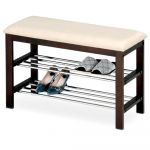 Suport pantofi lemn tip taburete HM ST3 crem - wenge
