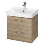 Baza si lavoar CSB2831 Slim - 50 cm, suspendat, sertare, nuc