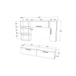 Living Kos V14, Negru/Alb Lucios, MDF, L 190 cm
