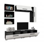 Living Kos V14, Negru/Alb Lucios, MDF, L 190 cm