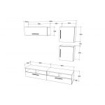 Living Kos V15, Antracit/Stejar Artisan, L 190 cm