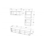Living Kos V15, Negru/Alb Lucios, MDF, L 190 cm