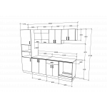 Set Bucatarie Karo V20, Lemn Natural/Alb, Blat Thermo 28 mm, L 260 cm