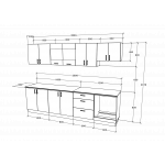 Set Bucatarie Karo V22, Lemn Natural/Alb, Blat Thermo 28 mm, L 280 cm